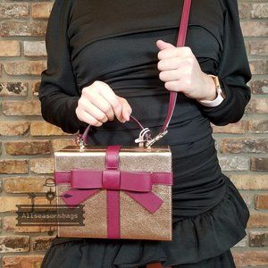 Kate Spade WRAPPING Party Gift BOX Glitter Leather Crossbody Bag Handbag $359